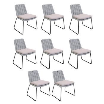 Balero Silla De Jardín De Mimbre Gris Claro - Lote De 8
