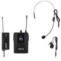microfono vonyx wm55b inalambrico uhf con filtro antipop y pantalla digital