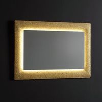 espejo reversible con marco de vidrio fundido con grava dorada 90 x 62 cm