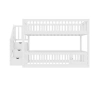 cama litera 140x200 - cama individual de madera con escalera de seguridad y cajones de almacenamiento - blanco