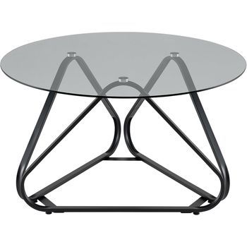 Mesa De Centro Costway Redonda Con Base Triangular (46 X 80 X 80 Cm - Metal - Negro)