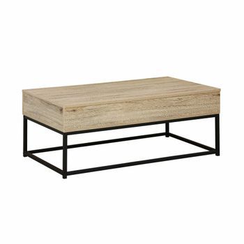 Mesa De Centro Industrial Efecto Madera, Elevable, Natural