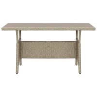 mesa de jardin  mesa de exterior de ratan sintetico gris 120x70x66 cm