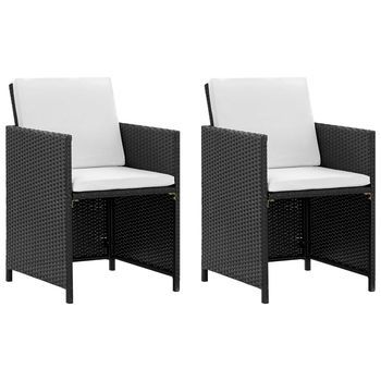Conjunto Comedor Jardin 5 Uds | Mueble Jardin Mesa Y Sillas Y Cojines Ratán Sintético Negro