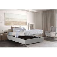 talamo italia cama individual y media con contenedor silvia sommier made in italy cama con tapizado en ecopiel apertura frontal con colchon de 120x190 cm incluido blanco