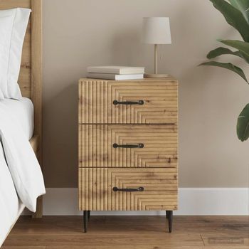 Mesita De Noche - Mueble De Dormitorio - Madera De Ingeniería - Roble (43x41x66.5cm)