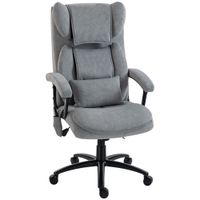 homcom silla de oficina con masaje de amasamiento de 4 puntos respaldo alto altura ajustable asiento amplio cojin lumbar gris