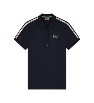 EA7 para mujer. 7W001221_AF12503 Polo Italian Spirit azul (S), Casual, Algodón, Manga corta, Marino