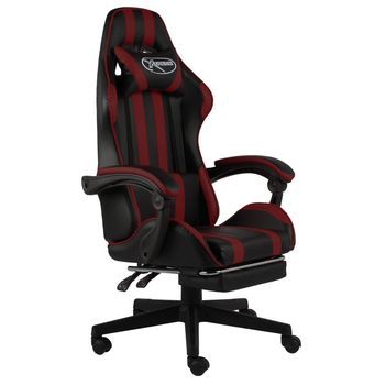 Silla Gaming Con Reposapiés Cuero Sintético Negro Y Rojo Tinto Vidaxl