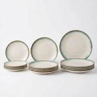 vajilla completa 12 piezas ceramica stoneware verde para 4 personas vajilla marin con filo reactivo apta