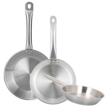 Set de 3 sartenes de acero inoxidable gris ø30-32-34 cm