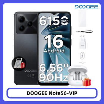 Teléfono Inteligente DOOGEE Note 56 con Android 16, Batería de Gran Capacidad de 6150 mAh, Pantalla de 6.56 Pulgadas y 90 Hz, 24 GB/64 GB, 8 MP + 5 MP, Desbloqueo Facial