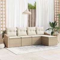 set de sofas de jardin conjunto de 5 beige ratan poliester v6215 unico  beige