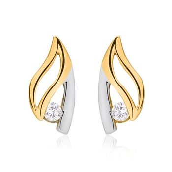8 quilates pendientes de oro blanco amarillo con circonita