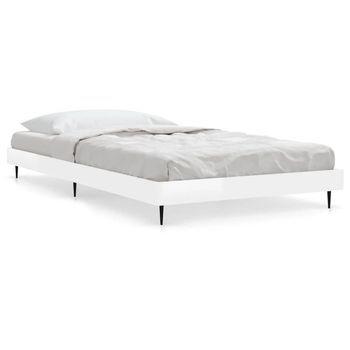 Estructura De Cama Madera De Ingeniería Blanco Brillo 90x200cm Vidaxl
