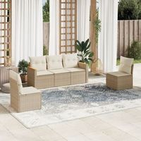 conjunto de sofas jardin con cojines 5 uds  mueble jardin mesa y sillas ratan sintetico beige cfw874423