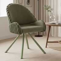silla de comedor de tela y metal verde juego de 2 58 x 53 x 85 cm