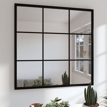 Espejo De Pared，espejo De Baño Metal Negro 60x60 Cm Cfw197484