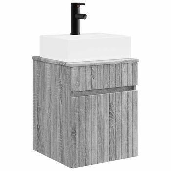 Vanidad Con Lavabo De Pared Sonoma Gris 39 X 41 X 62,5 Cm Vidaxl