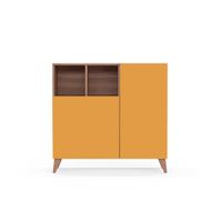 zapatero melamina nogal puertas mostaza 87x90x27 cm