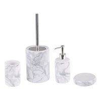 juego de accesorios de bano textura de marmol blanco de ceramica glamour dispensador de jabon escobilla de vater vaso arauco