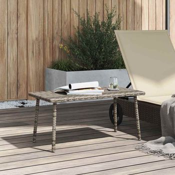 Mesa Centro Jardín | Mesa De Centro Exteriorrectangular Gris 80x40x37cm Ratán Sintético