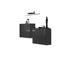 conjunto de muebles de salon switch sbi diseno color gris brillante y estanteria blanca