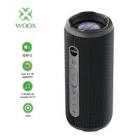 altavoz bluetooth woox con luces rgb dinamicas funcion tws para sonido estereo envolvente bateria de duracion hasta 8h
