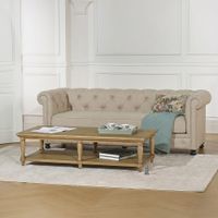 mesa de centro larga estilo shabby chic en roble marron
