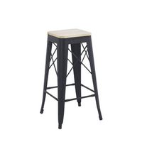 pack 6 taburetes valix madera natural 76 cm de acero reforzado 763030 cm - negro mate