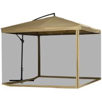 outsunny sombrillas jardin sombrilla de jardin con mosquitera para terraza y noches 296x296 cm   aosom espana