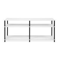 mueble de tv con 4 nichos abiertos l140 cm - blanco y negro