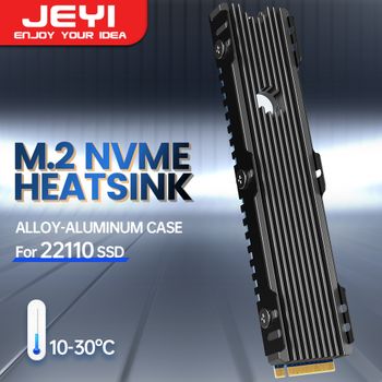 JEYI 22110 SSD disipador de calor M.2 NVME radiador aleación de aluminio PS5 M.2 PCIE SATA SSD radiador eficiente con almohadilla térmica de silicona