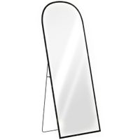 homcom espejo de pie cuerpo entero de aleacion de aluminio espejo de pared con 2 formas de uso rectangular 60x15x165 cm negro