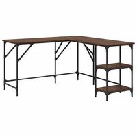 escritorio madera de ingenieria roble marron 139x139x75 cm