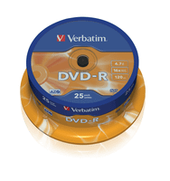 tambor 25 dvd-r 47 gb verbatim 8x