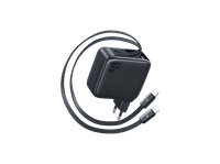 cargador de pared - baseus enercore cj21 dual con doble cable retractil tipo-c carga simultanea rapida 67 w negro cosmic