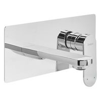 grifo monomando de laton empotrado para lavabo en pared plateado chungara