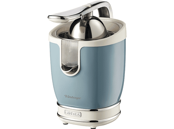 Exprimidor - Ariete 413-05, 85 W, Retro, Con 2 Conos, Función antigoteo, Acero inoxidable, Metal, Azul