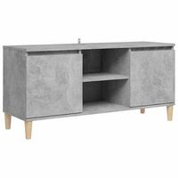 mueble de tv patas madera maciza gris hormigon 1035x35x50 cm vidaxl