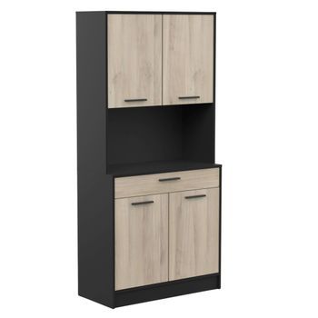 Mueble Buffet De Cocina Napoli Color Roble Kronberg Y Negro Mate 84x177x40 Cm
