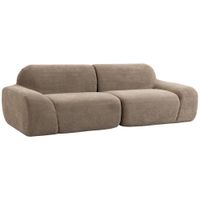 homcom sofa de 3 plazas de chenilla 244 cm con asiento y reposabrazos amplios muelles ensacados marron claro   aosom espana