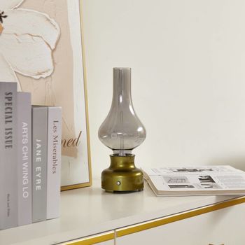 Lámpara de mesa led de vidrio verde