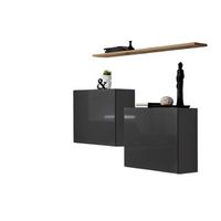 conjunto de muebles de salon switch sbi de diseno en color gris brillante y estanteria de roble wotan