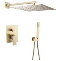 conjunto de ducha empotrada monomando a pared tilso oro cepillado  30 cm x 30 cm dorado