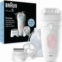 braun silk-epil 5 depiladora electrica sin cable con cabezal exfoliante uso en seco y en humedo blanca