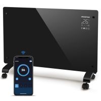 aigostar helen smart - radiador electrico bajo consumo silencioso convector electrico panel de vidrio ultra fino conexion wi-fi temporizador de 24 h 3 modos pantalla led tactil programable