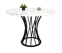 mesa redonda 80x80 cm - mesa de comedor para 4-6 personas con tablero mdf marmoleado y patas negras