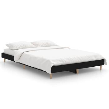 Estructura De Cama De Madera Contrachapada Negra 120x190 Cm