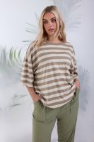 yours camiseta algodon de rayas marrones mujer curvy y tallas grandes yours